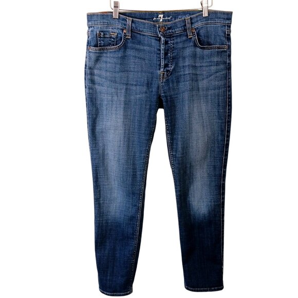 7 For All Mankind Denim - 7 For All Mankind Jose Fina Boyfriend Skinny Jeans Size 30, Med Wash, Button Fly